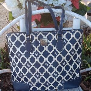 Dooney & Bourke Blue and White Geometric Tote